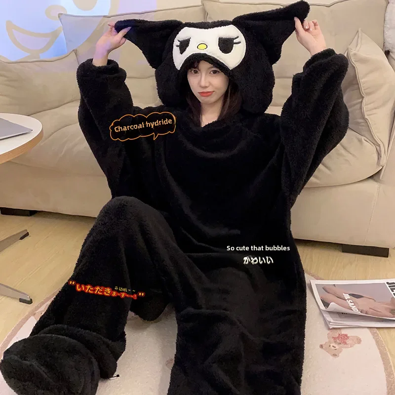 Пижама Kuromi женская зимняя фланелевая утепленный спальный мешок бархатная