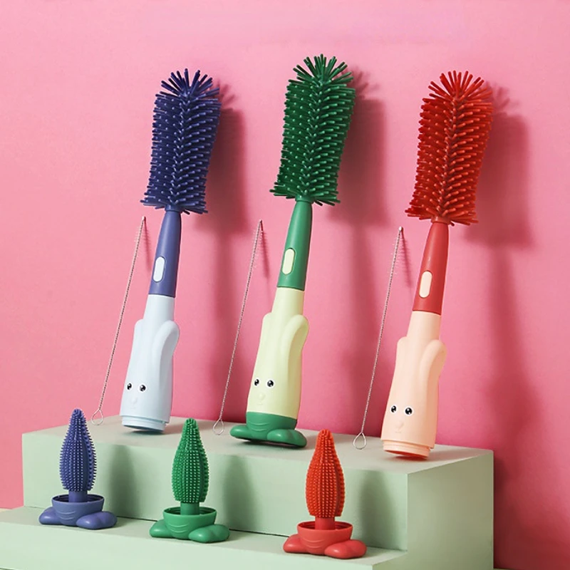 

Nipple Bottle Brush 3Pcs 360 Degree Baby Silicone Bottle Cleaning Brushes Set Soft Head Sponge Pacifier Straw Cup Bottle Cleaner