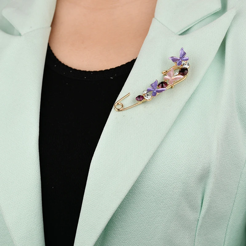 

Multicolor Brooch Stylish Crystal Butterfly Brooch Collar Pin for Women Party Accessories Elegant Rhinestone Flower Brooches