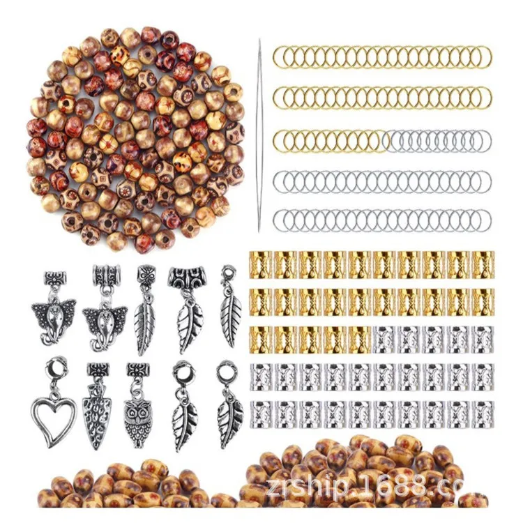 

Dreadlocks Beads DIY Hair Braid Accessories Natural Painted Wood Beads Braid Rings Hair Hoops Dreadlocks Beads Hair Clips