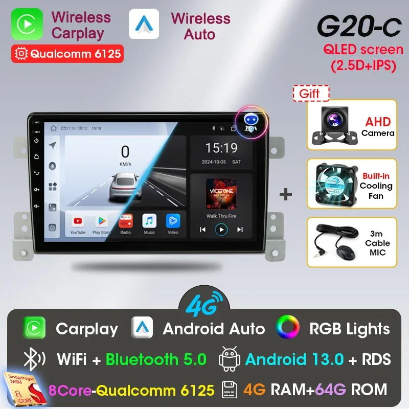 

Srnubi Android 13 Carplay Автомобильный радиоприемник для Suzuki Grand Vitara 3 2005-2015 Мультимедийный плеер 2 Din-навигация GPS IPS Стерео DVD