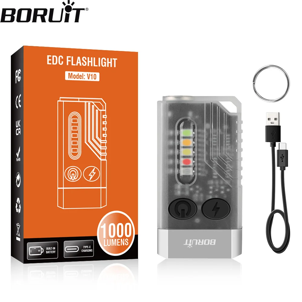 BORUiT V10 EDC Keychain Flashlight Portable Mini Torch Type-