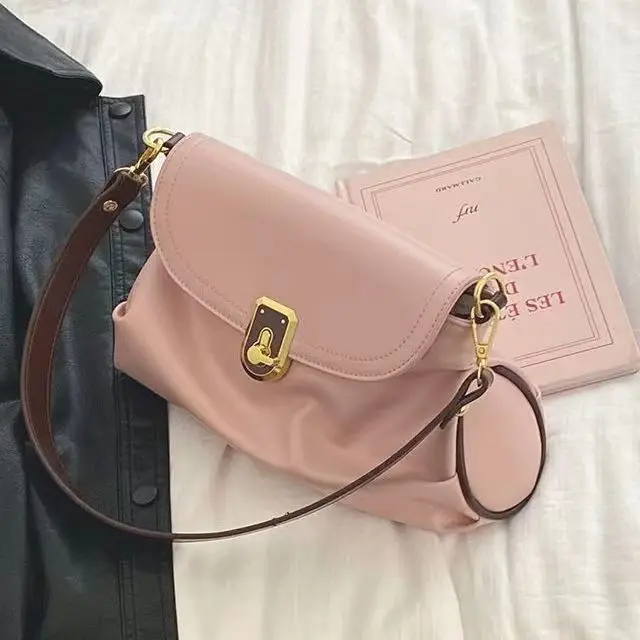 

Однотонная женская сумка через плечо, плиссированная дизайнерская женская сумка под подмышку, женская сумка-мессенджер из искусственной к...