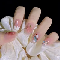 24pcsbox detachable coffin false nails wearable peach rainbow fake nails full cover nail tips press on nails