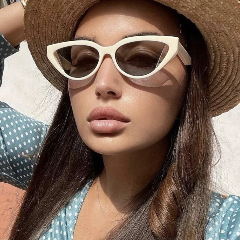 

Triangular Cat Eye Sunglasses Women 2022 Trendy Vintage Retro Small Frame Personality Glasses Hollow Out Steampunk Sunglasses