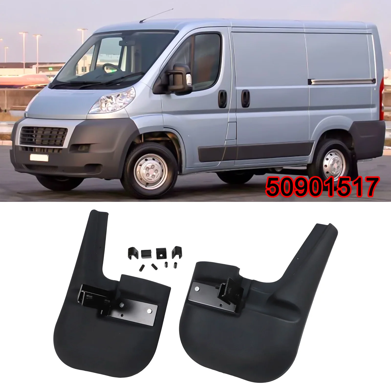 Фото Передние брызговики для Fiat Ducato, Boxer, Relay 2006 года выпуска и новее, материал ABS, аксессуар для передних колесных арок. №1