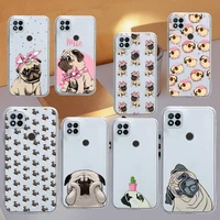 pug dog cute cartoon phone case transparent for xiaomi redmi note x f poco 10 11 9 7 8 3 i t s pro cover shell coque