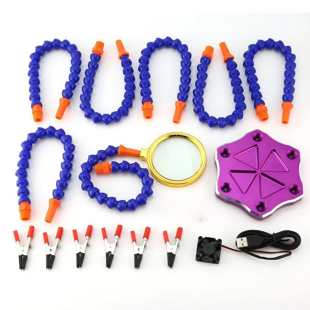 

Welding Strange Third Hand Six Arm Soldering Station Helper with USB Fan Magnifier DIY Kit Spare Parts for RC Drone