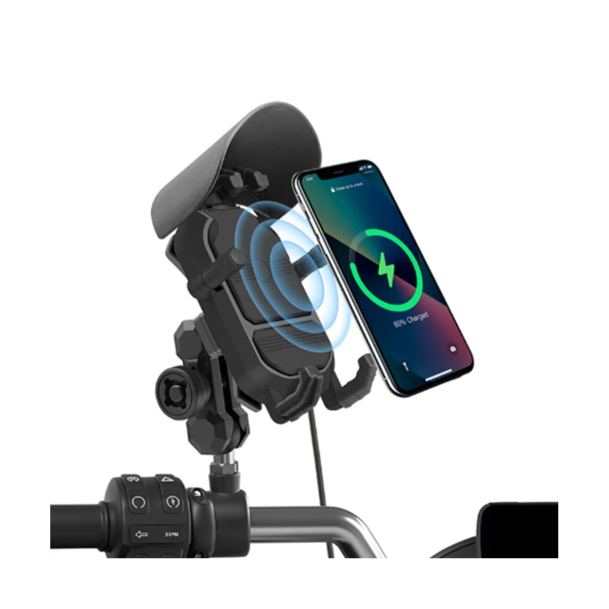

Motorcycle Phone Holder 15W Wireless Charger USB QC3.0 Fast Charging Bike Smartphone Holder 360° Phone Holder