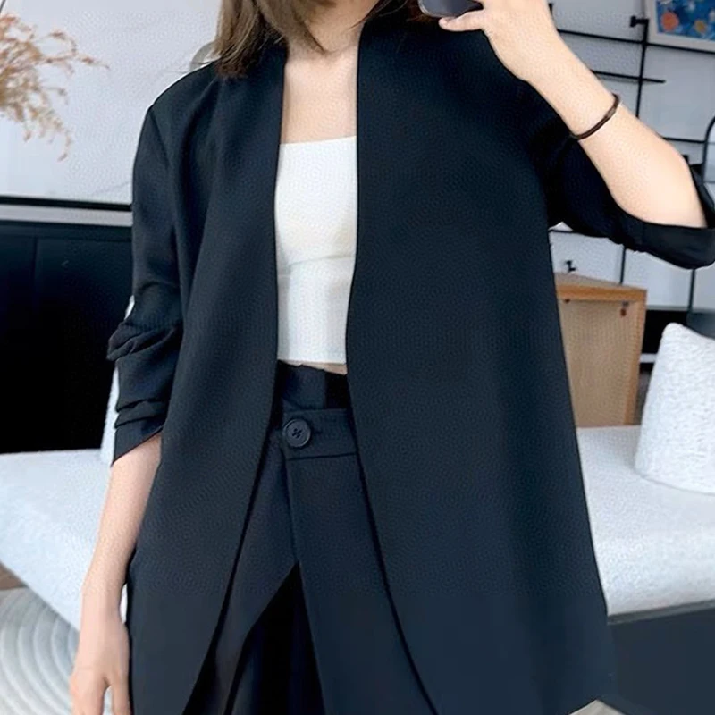 

MM6 High Quality Collarless First Cut Wool Casual Coat for Women