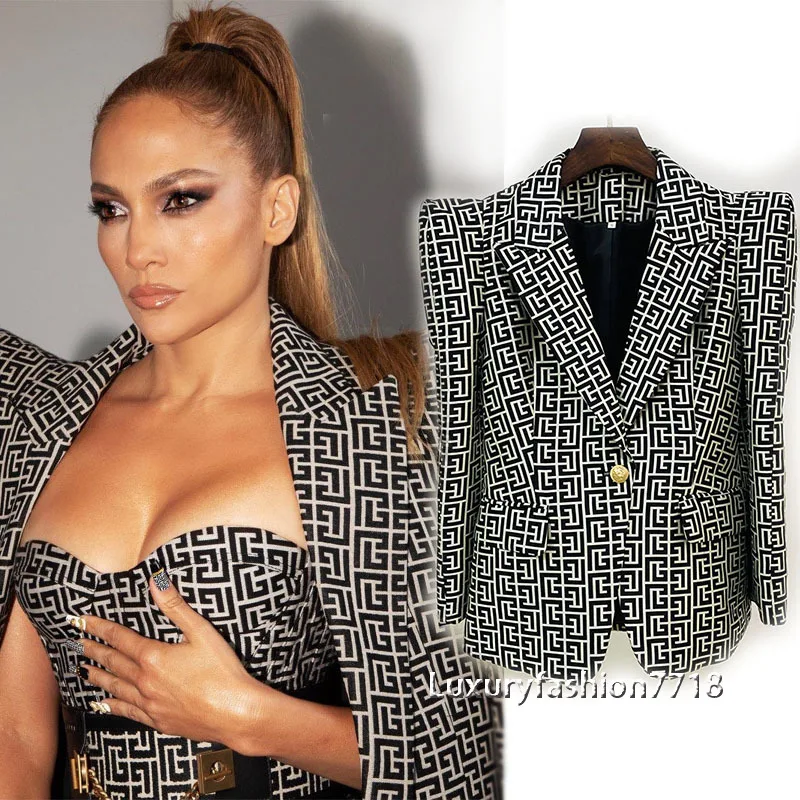 

Лучшая версия 2022, фирменная одежда 1:1, женские блейзеры с геометрическим рисунком, Женская пикантная приталенная куртка, пальто, блейзеры