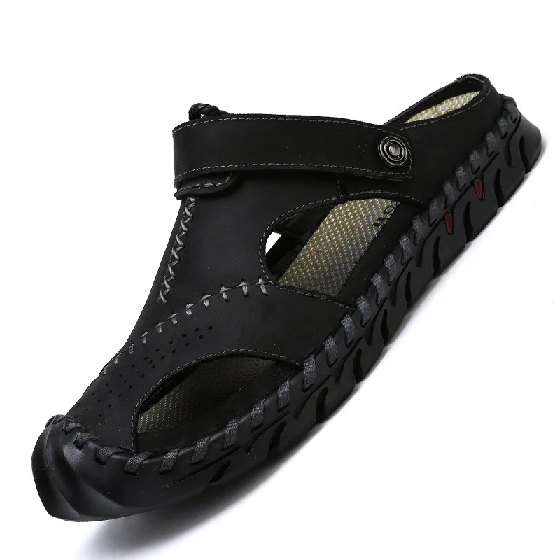 

Big Size 48 Men Leather Sandals Summer Classic Men Shoes Slippers Soft Sandals Men Roman Comfortable Outdoor Walking Footwear