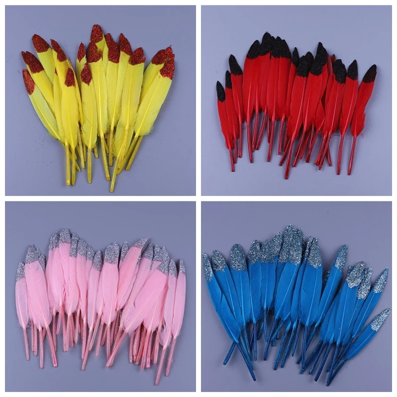 

20Pcs/Lot Artificial Dyeing Goose Feather For Needlework Wedding Fan Decoration Table Centerpieces DIY Handicraft Accessories