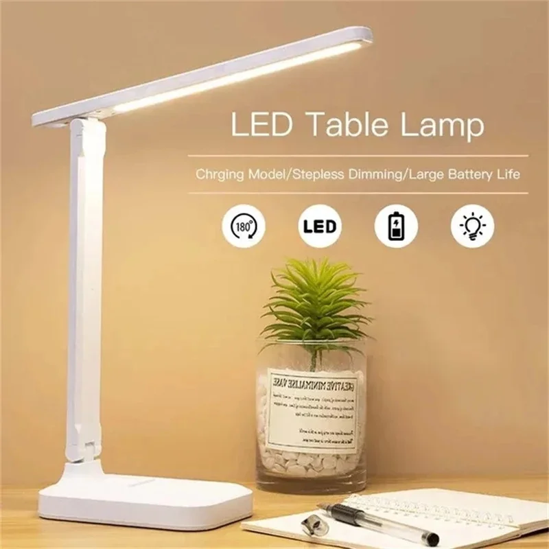 

Desk Lamp Touch Chargeable Table Eye Protection Dimmable Foldable Lamp Led Bedside Reading 3 Light Stepless Night Type