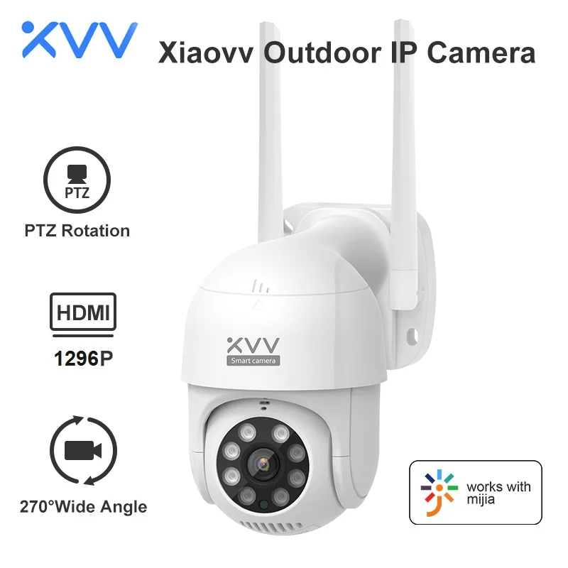 

Наружная камера Youpin Xiaovv Smart P1 2K 1296P 270 ° PTZ Поворотная веб-камера Wi-Fi с обнаружением человеческого фактора Водонепроницаемая Камера Безопасно...