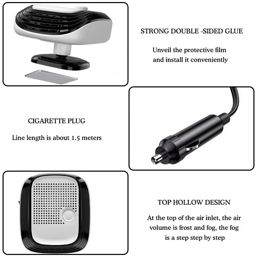 120W Car Heater Fan 12/24V 360° Rotation Auto Windshield Defroster Defogging Demister 2IN1 Electric Cooling Heating Accessory