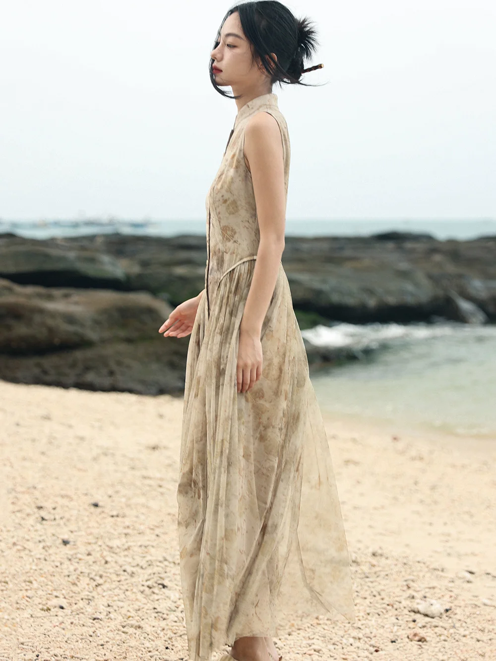 Новинка женское платье с китайским принтом UMI MAO ретро маленьким