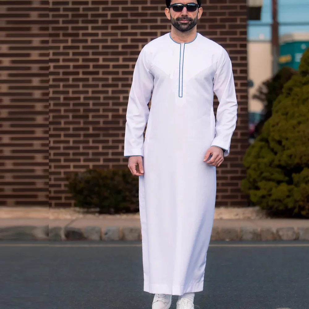 Abaya Islam Thobe Muslim Men's Clothing Arabian Robe Long Sleeves Galabia Musulamne Boubou Man Qamis  جلباب رجالي 2023