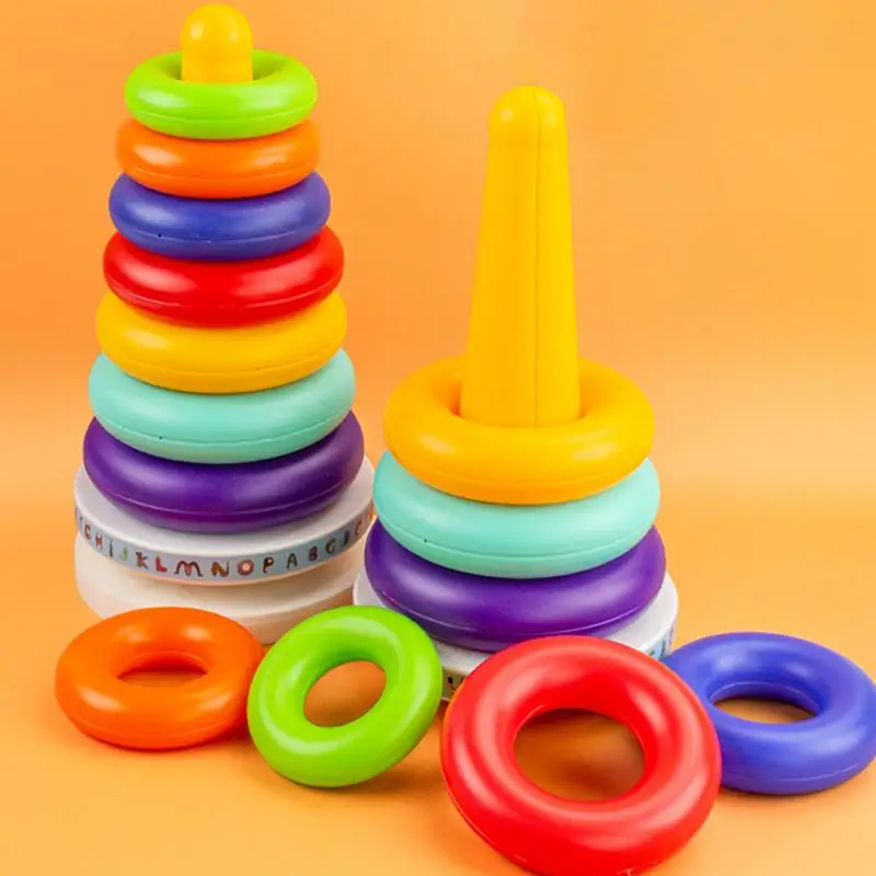 

Детская игрушка Монтессори с кольцами для укладки, развивающие игрушки, Радужный штабелер, Обучающие игрушки, сенсорные Игрушки для маленьких детей, мальчиков, Гир