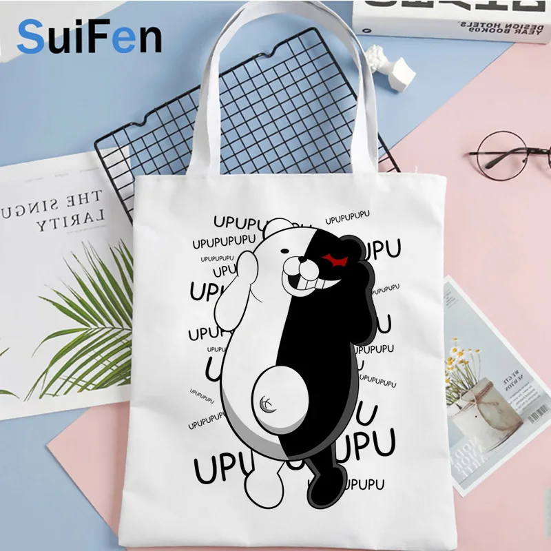 

danganronpa shopping bag jute bag reusable recycle bag shopper bolso cotton bag sac cabas bolsas reutilizables custom