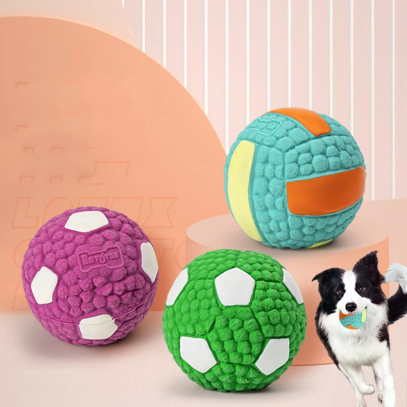 

Dog Toys Squeak Sound Dog Ball Rubber Rubgby Football Basketball Interactive Toys For Dogs Small Medium Large Pets Toy Supplies