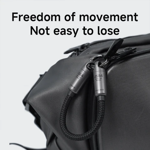 Кабель Hagibis USB4, портативный брелок с коротким кабелем C-C, ремешок Type-C, кабель 240 Вт, 80 Гбит/с для Thunderbolt 4/5 iPhone 17 Pro SSD