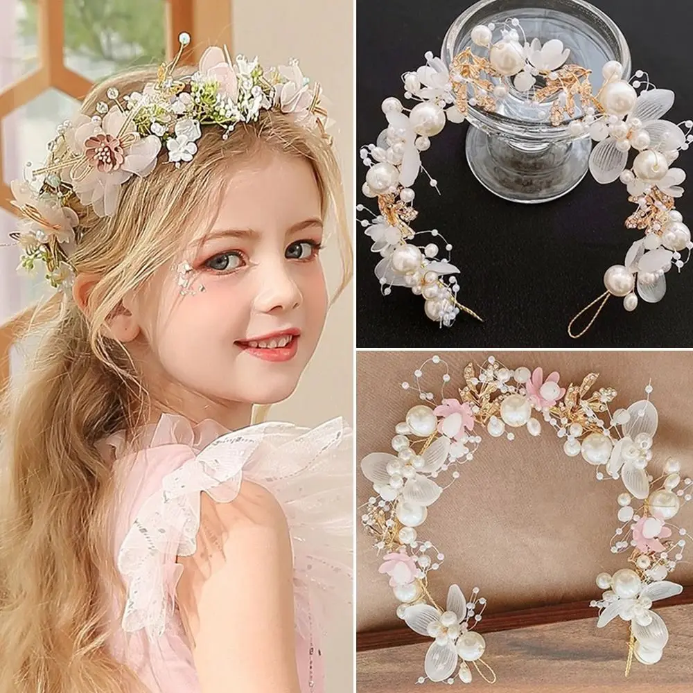 

Lovely Bride Garland Wedding Headbands Imitated Pearl Head Hoop Hair Headdress Girls Bridal Headband Flower Wreath