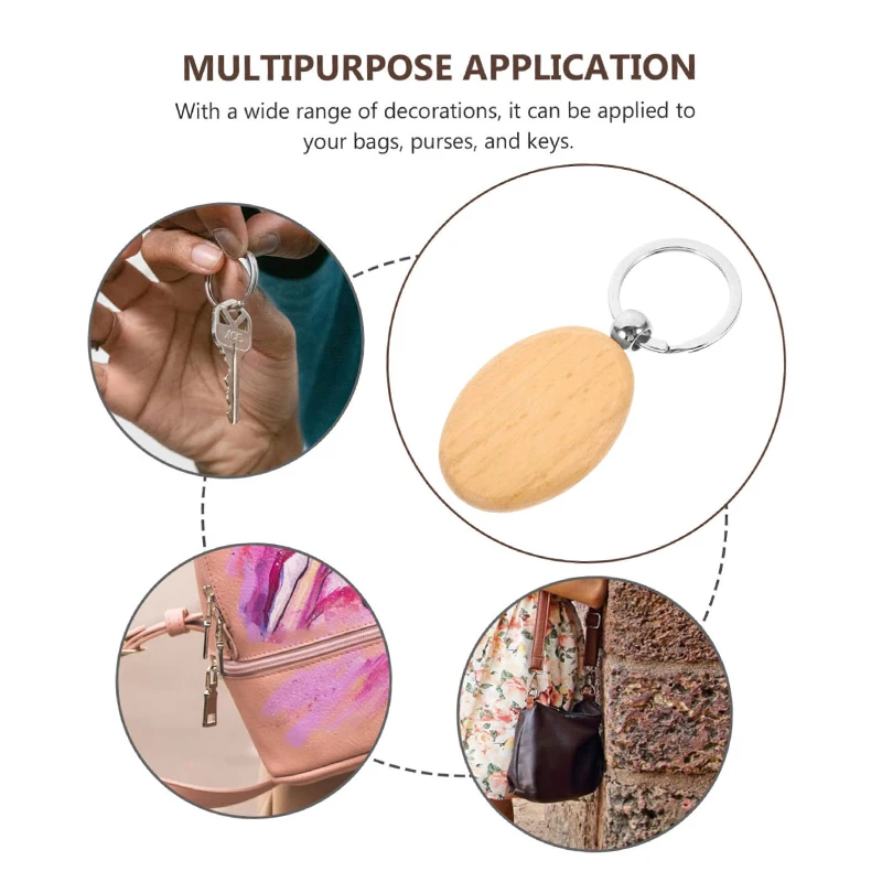 Пустые деревянные брелки для рукоделия 30 шт.