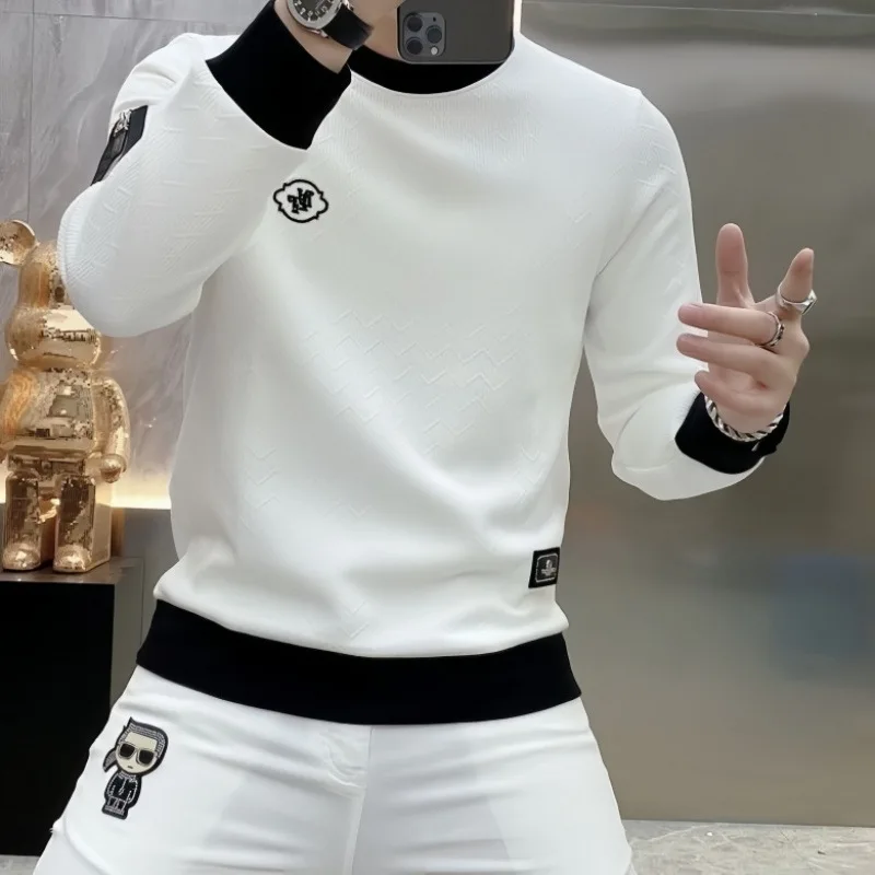 Фото Мужская толстовка с круглым вырезом, толстая свободная посадка, мягкий базовый пуловер, толстовка, впитывающая влагу и дышащая M-4xl №3