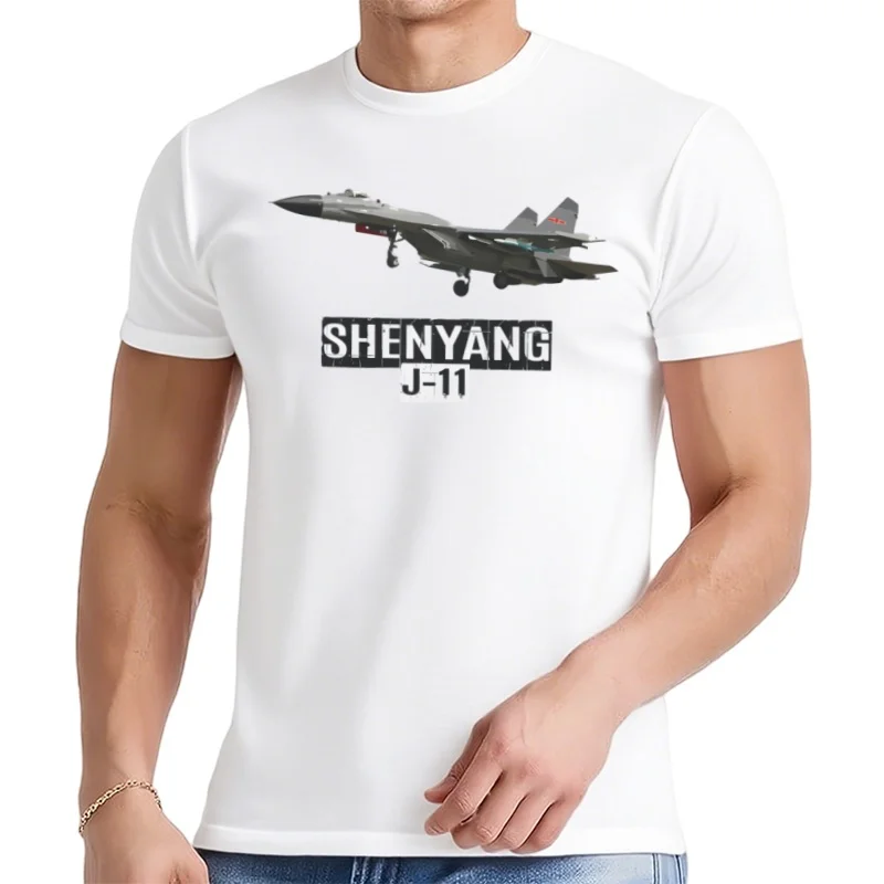 Фото Футболка Shenyang J-11 Jet Fighter, 100% хлопок, с круглым вырезом, летняя повседневная мужская футболка с коротким рукавом, размер S-3XL №2