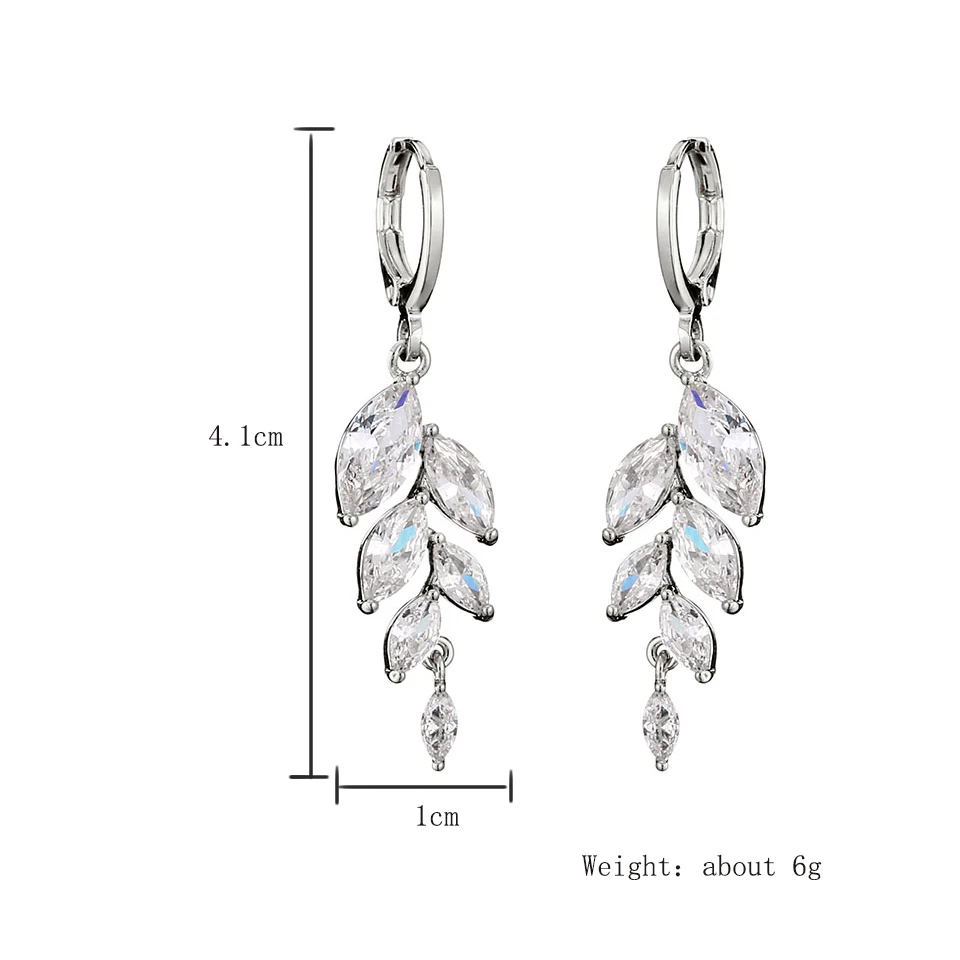 ZAKOL Классические Серьги С Кубическим Цирконием В Виде Листьев Маркизы Для Женщин