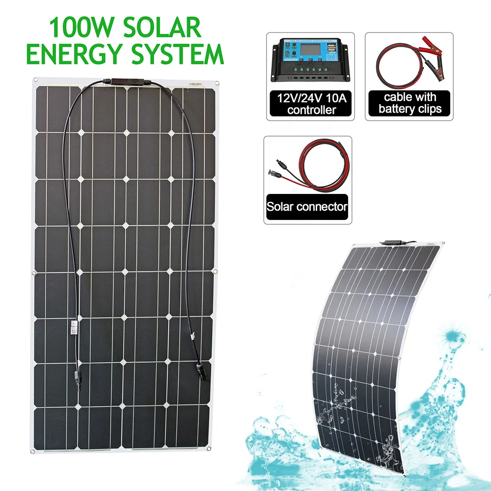 

100w flexible solar panel kit waterproof outdoor 12v panel solar for home RV boat
