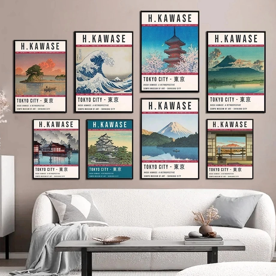 

Home Decor Modular Japanese Mount Fuji Sakura Wave Poster Pictures Wall Art Canvas Printed Painting Living Room Modern Artwork