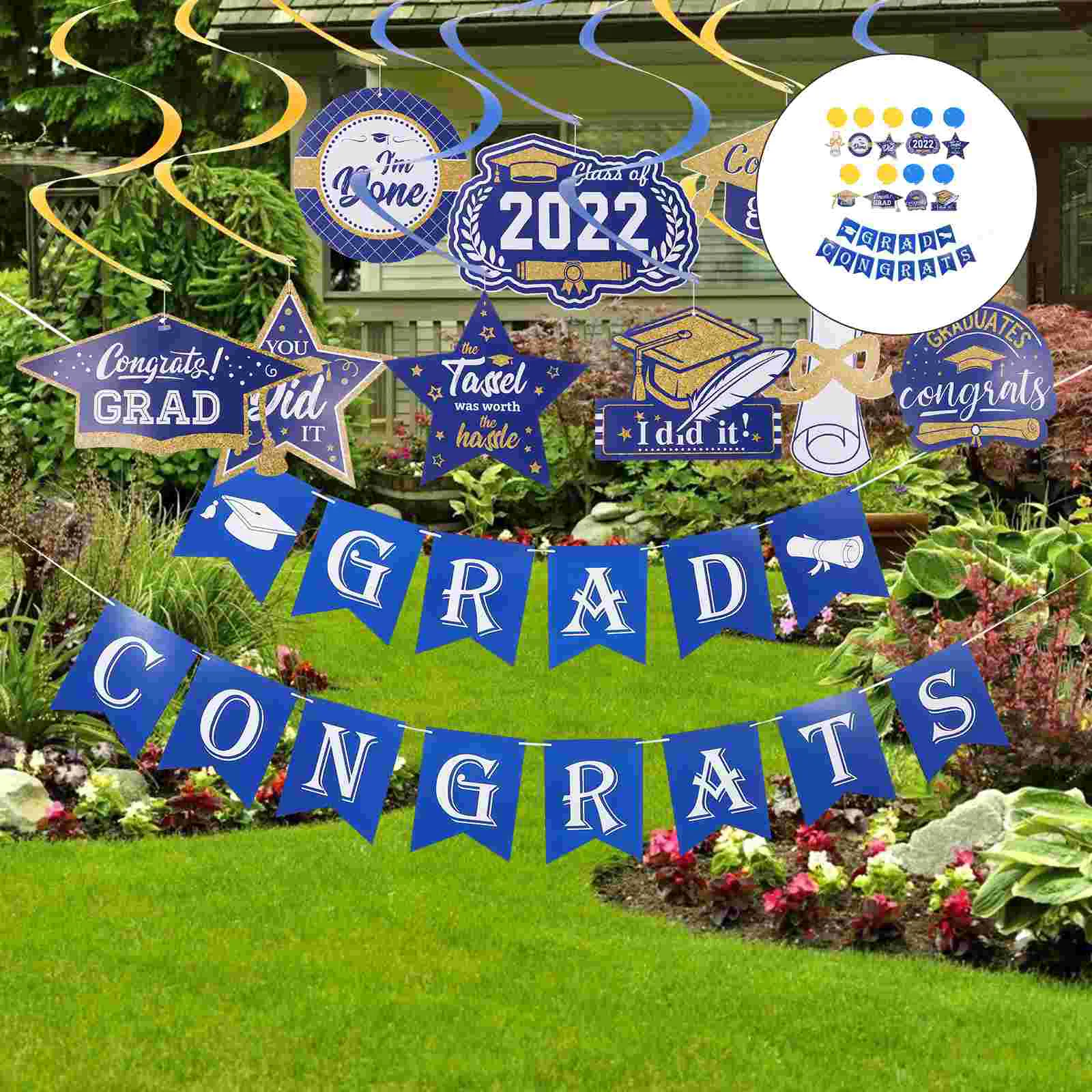 

1Set Graduation Party Pendants Background Decors Spiral Pendants Banner Decors for School Graduation Party