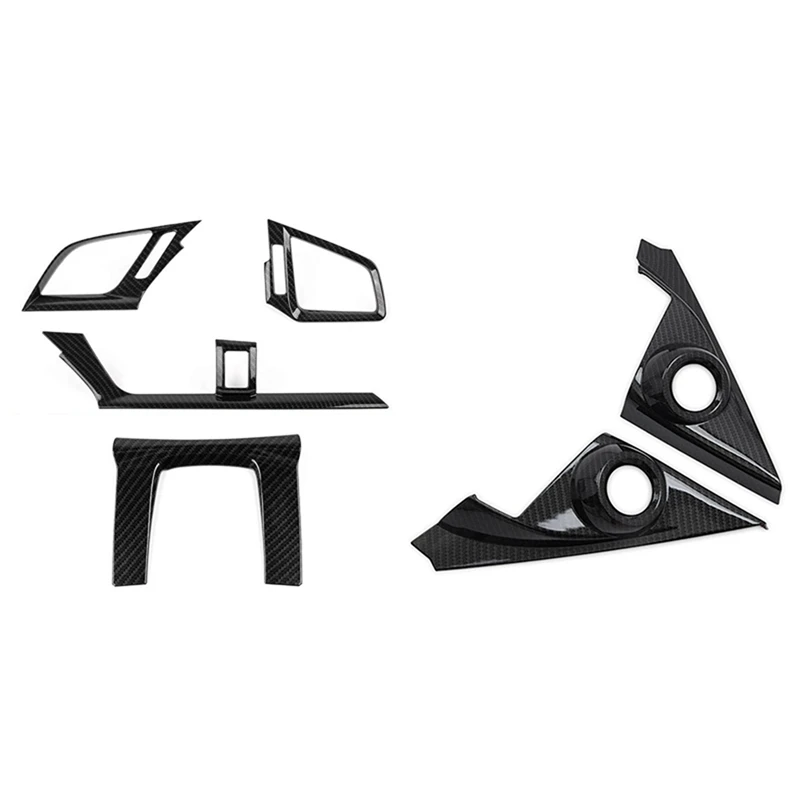 

1 Set Center Consoles Air Vent Wind Outlet Trims Stickers & 2Pcs Abs Front Door Speaker Window A Pillar Cover Trim