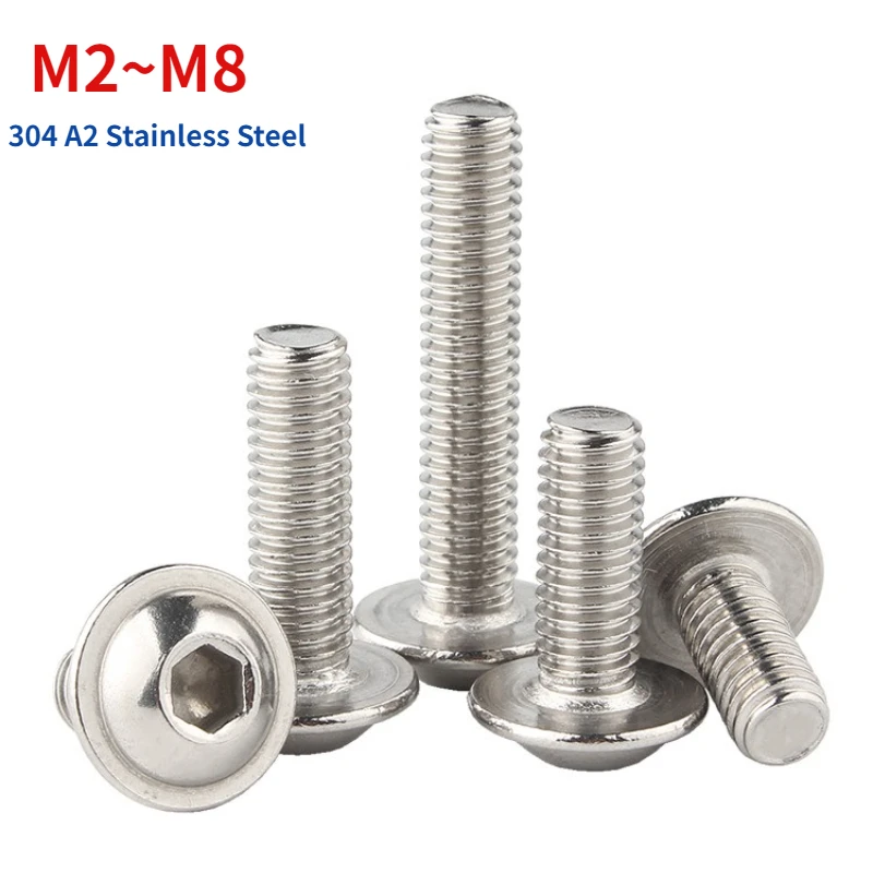 

M2 M2.5 M3 M4 M5 M6 M8 304 A2 Stainless Steel Hex Hexagon Socket Round Button Head With Washer Collar Bolt Screw ISO7380.2