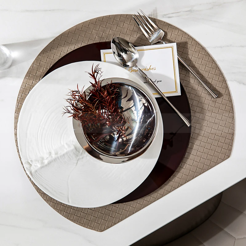 

Modern Hotel Restaurant Dinner Table Setting Tableware Soft-Mounted Silver Tableware Irregular Dinner Western Plate
