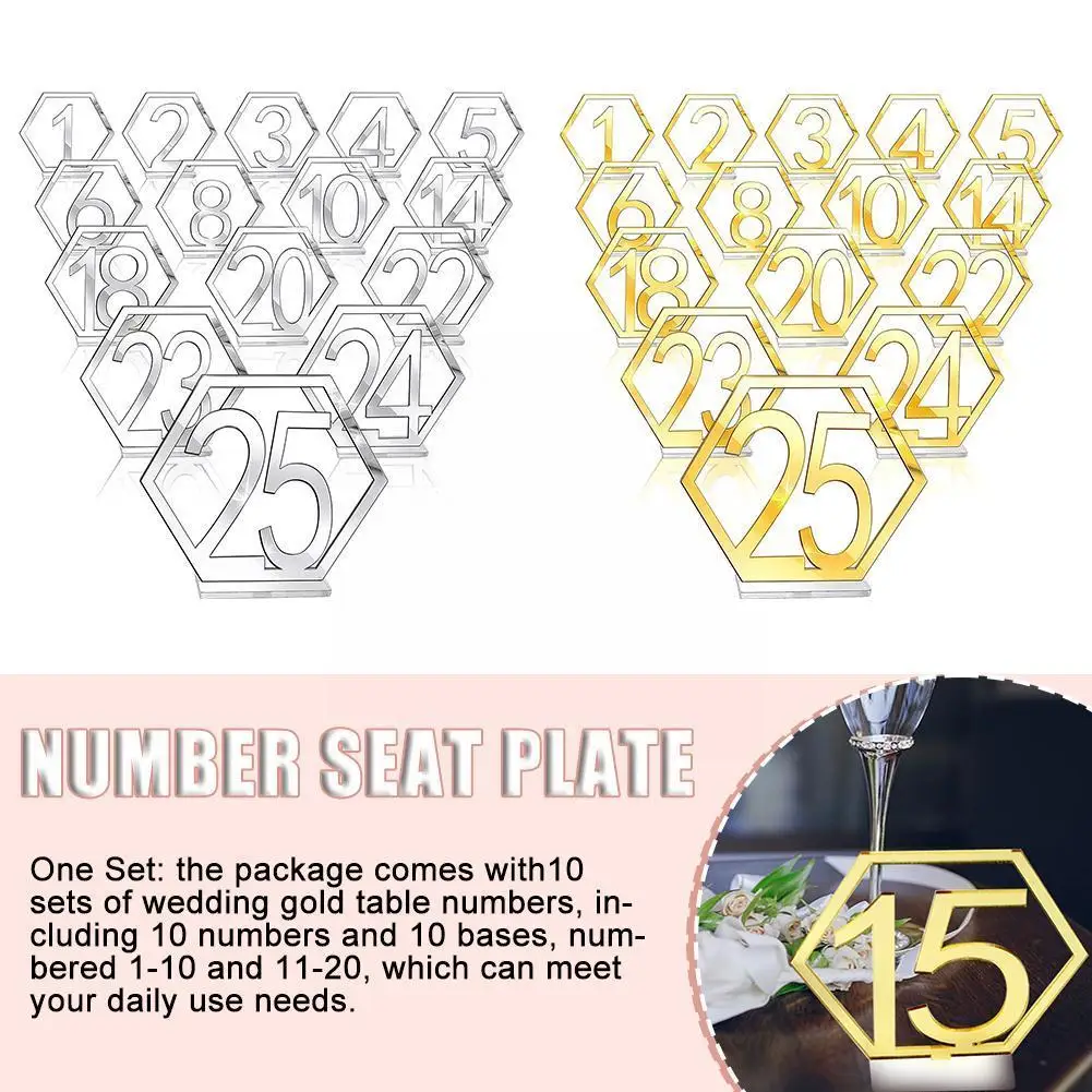 

Acrylic Table Numbers Mirror Wedding Hexagon Holloween Board Reception Hollow Numbers Out Stands Table With Base Holde H4b9