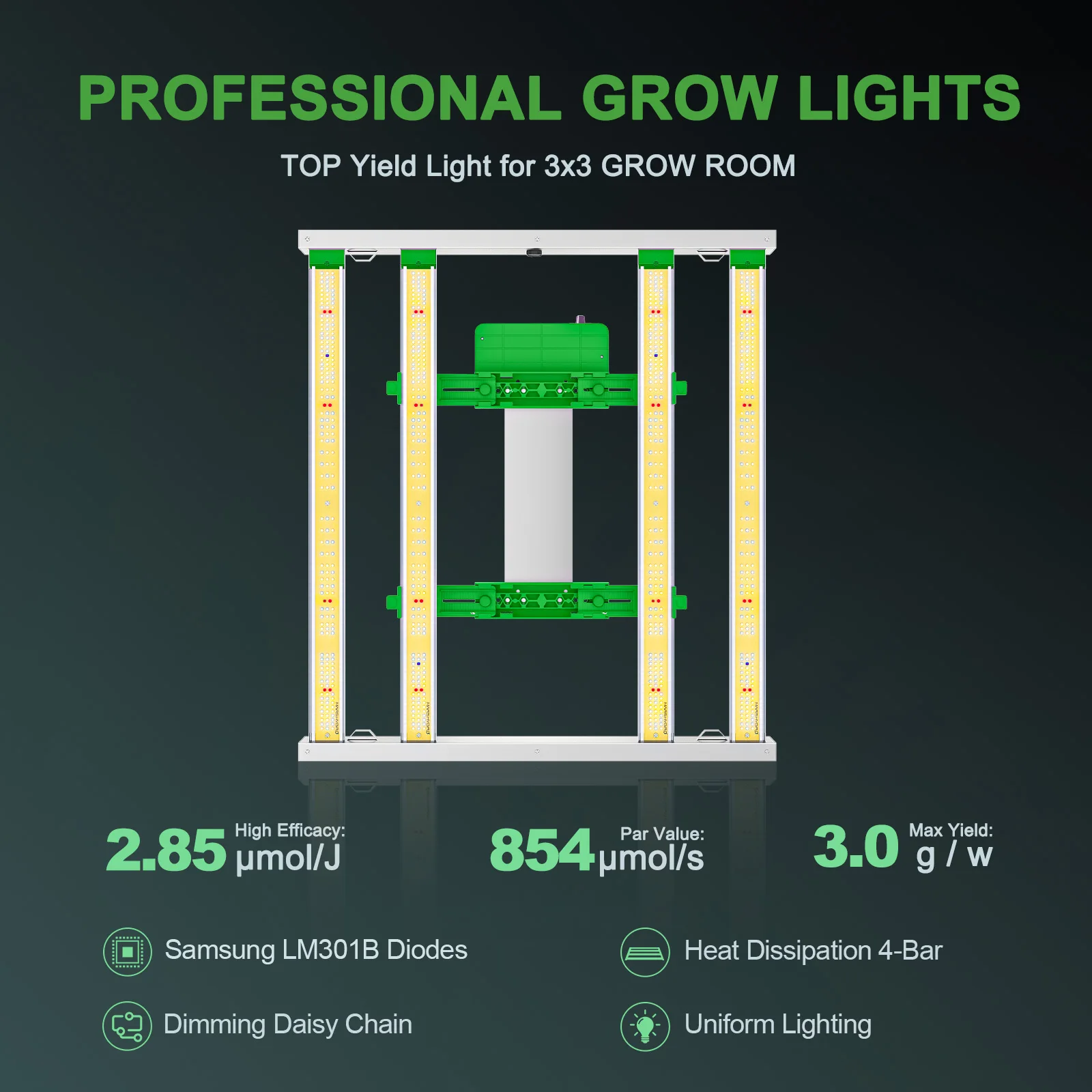 Светодиодная лампа Mars Hydro FC 3000 4800 Sunlike для выращивания растений приглушаемая