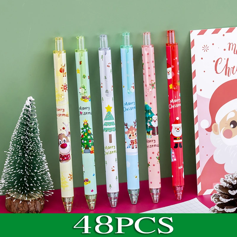 

48PCS Christmas Themed Gel Pens Lovely Signature Pens Cartoon Stationeries Gel Pens Office Signature Pens
