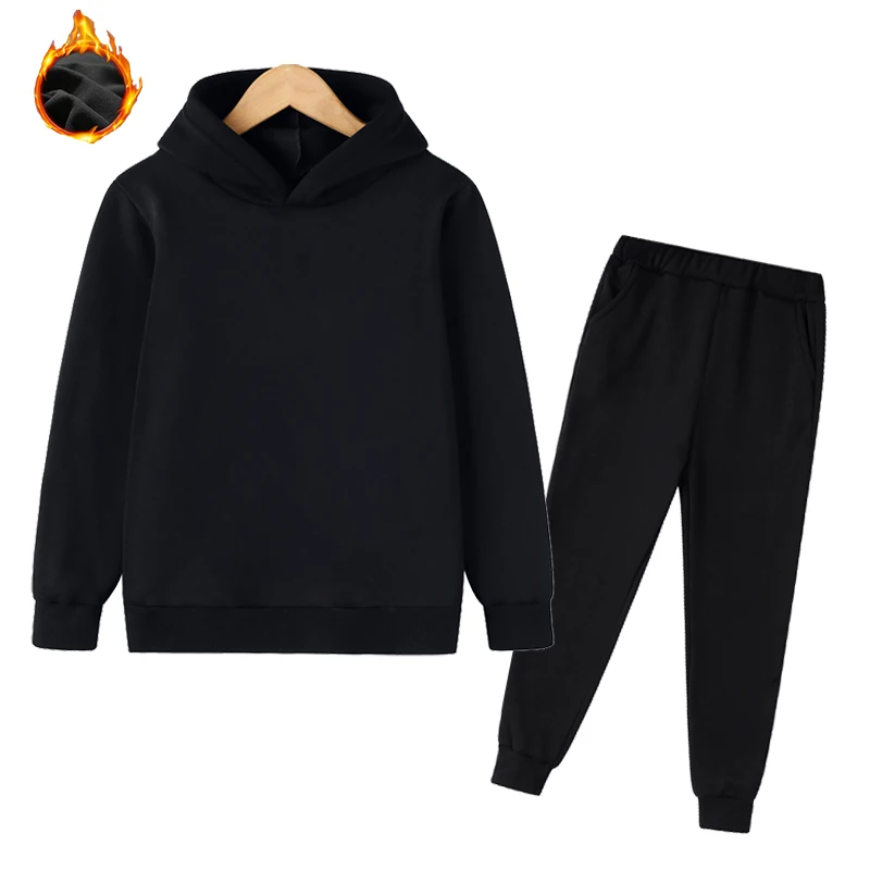 

New Kids Tracksuit Boys And Girls Solid Color Hoodie Suit 4-14 Years Old Children Clothes Spring And Autumn Casual Pullover Sets