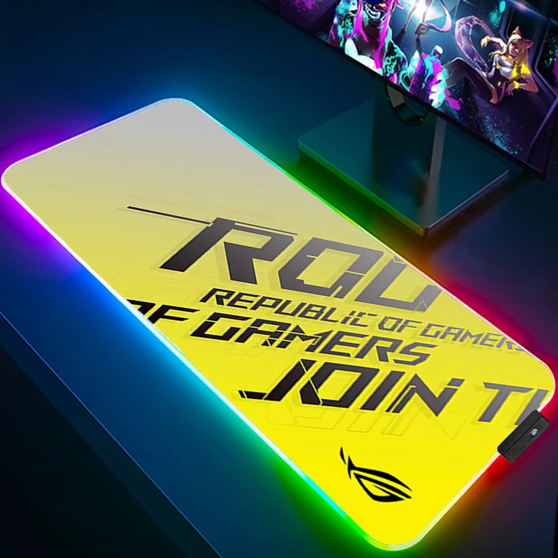 

RGB Mouse Pad Keyboard the Table Carpet Asus Rog Computer Mousepad Xxl Backlit Mause Anime Gamer Desk Ped Keyboards Accessories
