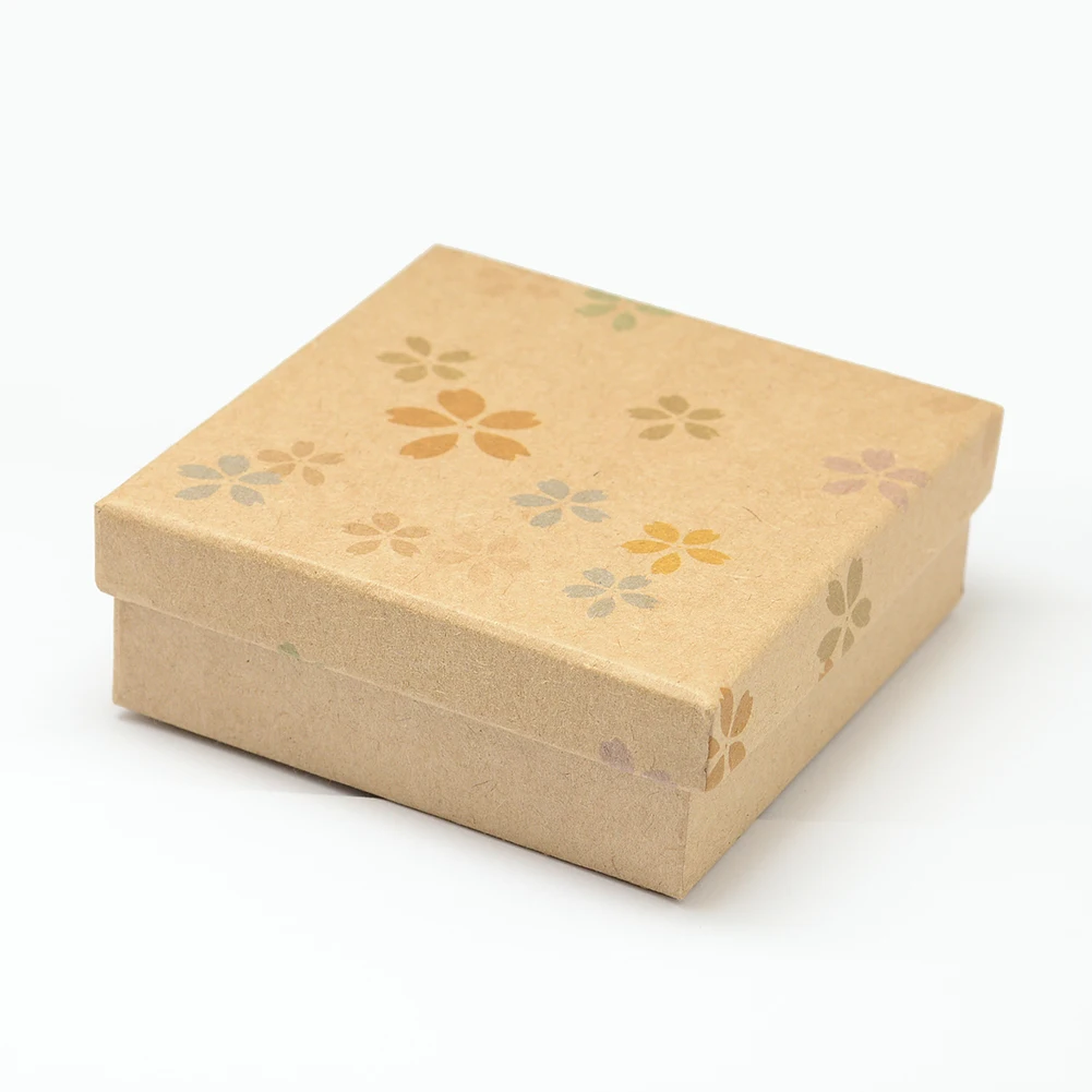 24pcs Flower Pattern Kraft Jewelry Box Multi-size Birthday Gift Box for Bracelet Bangle Necklace DIY Jewelry Packing Supplies