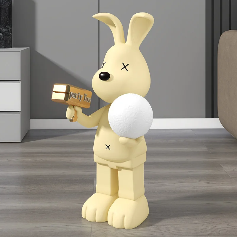 

Nordic Art Home Decor Party Rabbit Statue Luxury Living Room Decoration Large Resin Crafts Sculpture Home Accessories Floor Lamp