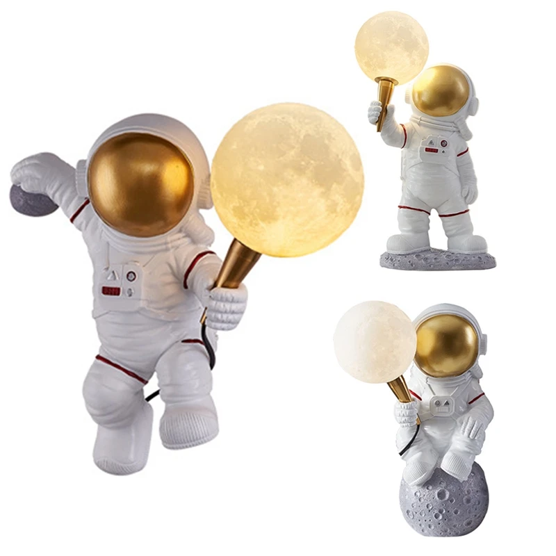 

Astronaut Table Lamp Art Decor Resin Lamp Table Bedroom Lamp Creative Living Room Loft Decoration Moon Light US Plug
