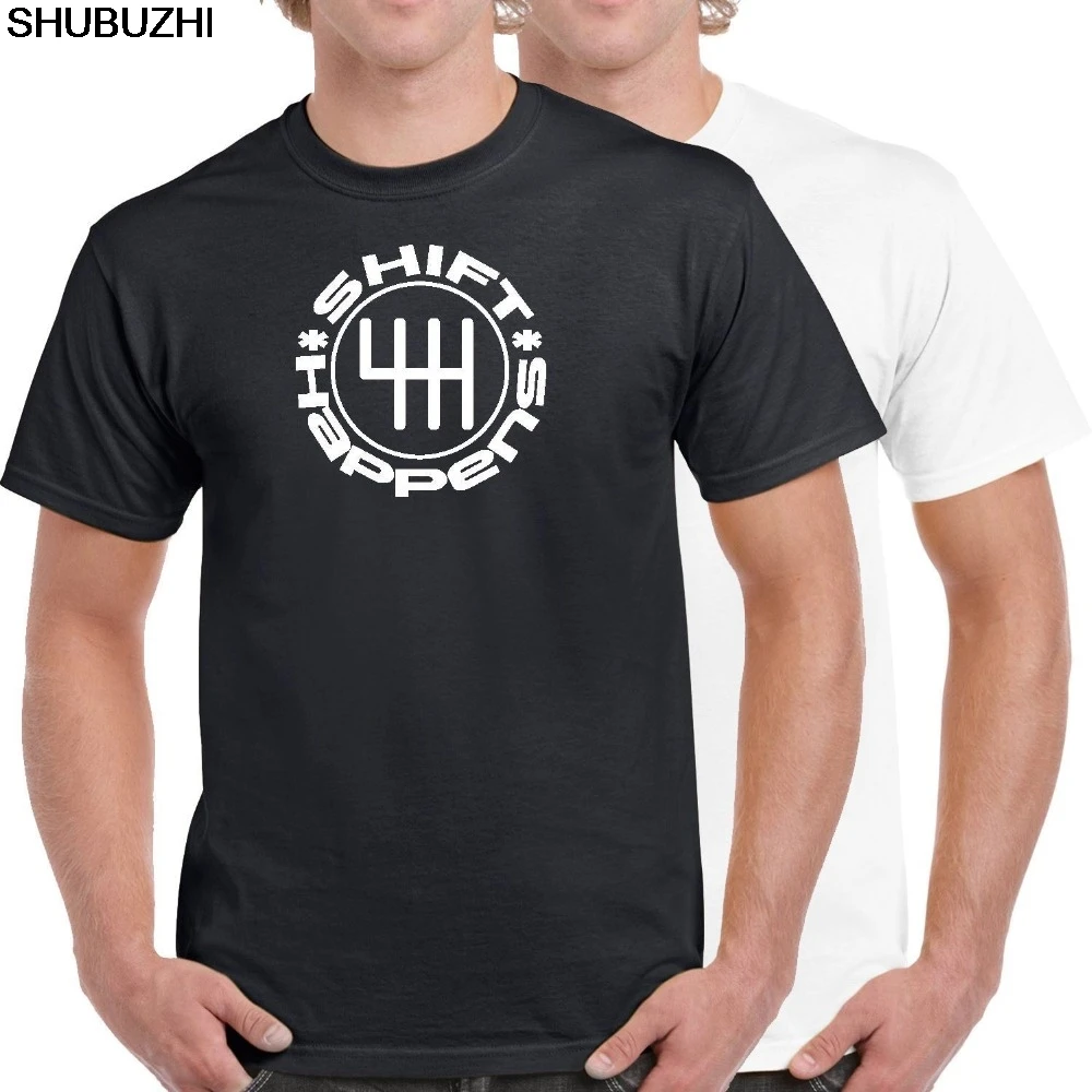 

Summer cotton Short Sleeve Plus Size Car Shift Happens 100% Cotton T-Shirt fashion black cotton T Shirt