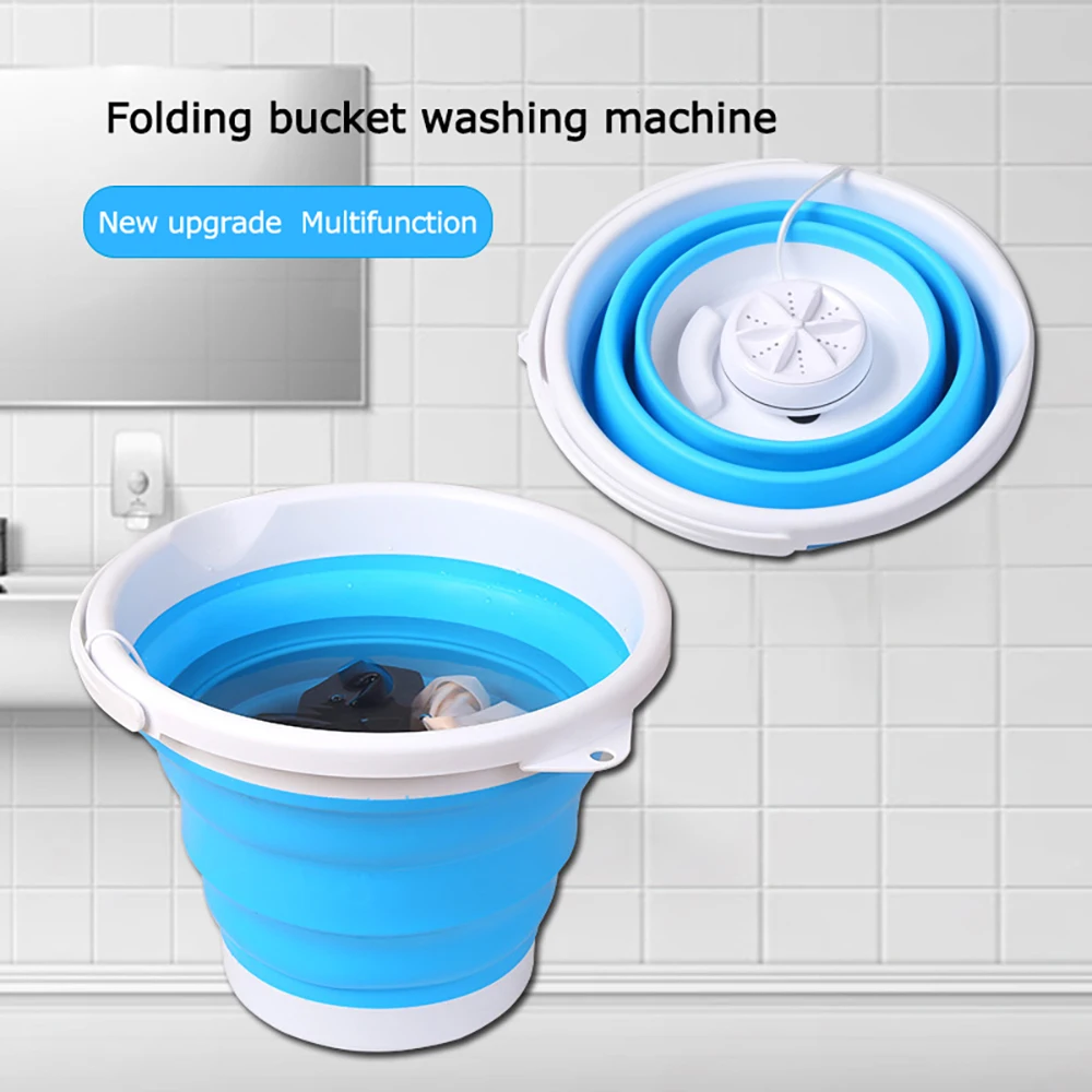 

2022 Mini Foldable Washing Machine Ultrasonic Cleaning Small 3 in 1 Portable Turbo Washer USB Dormitory Washer For Home Travel