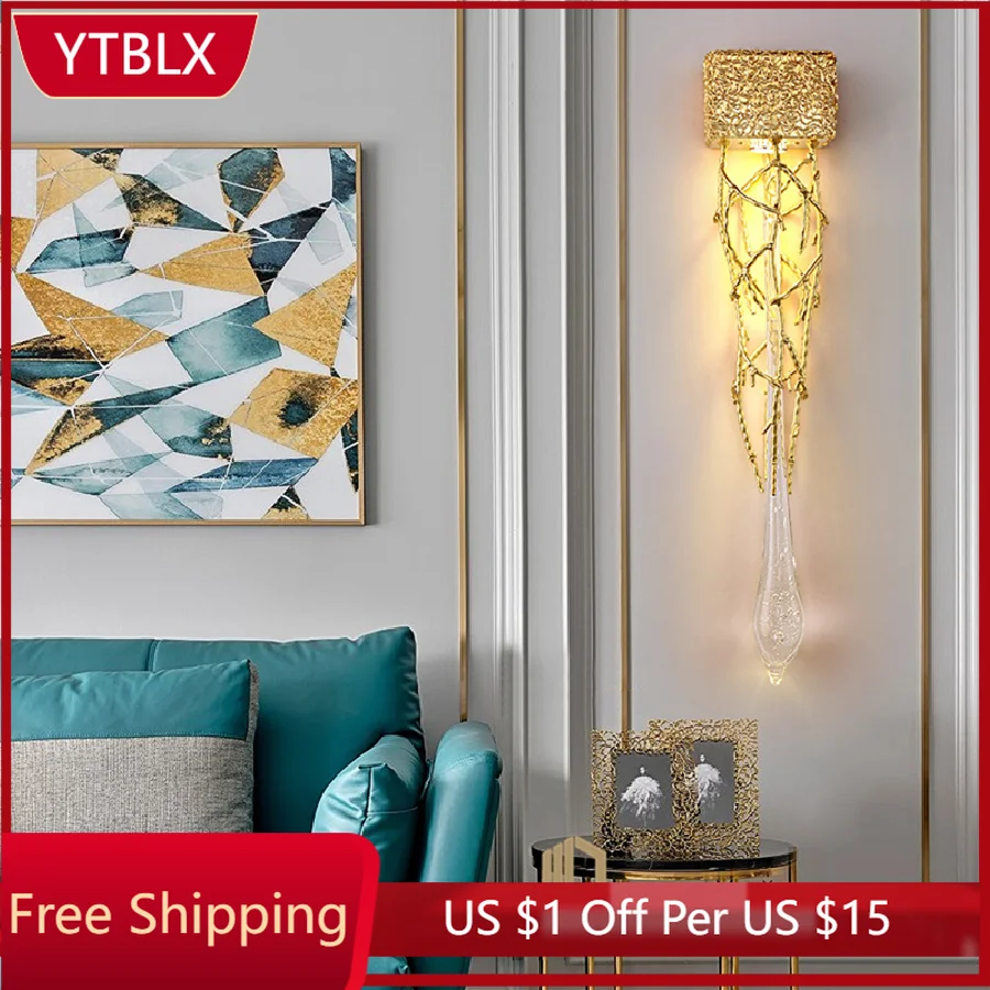 

Modern LED Crystal Wall Lamp Bedroom Bedside Dining Room Nordic Interior Decor LED Wall Lights for Living Room Decoration Lamps