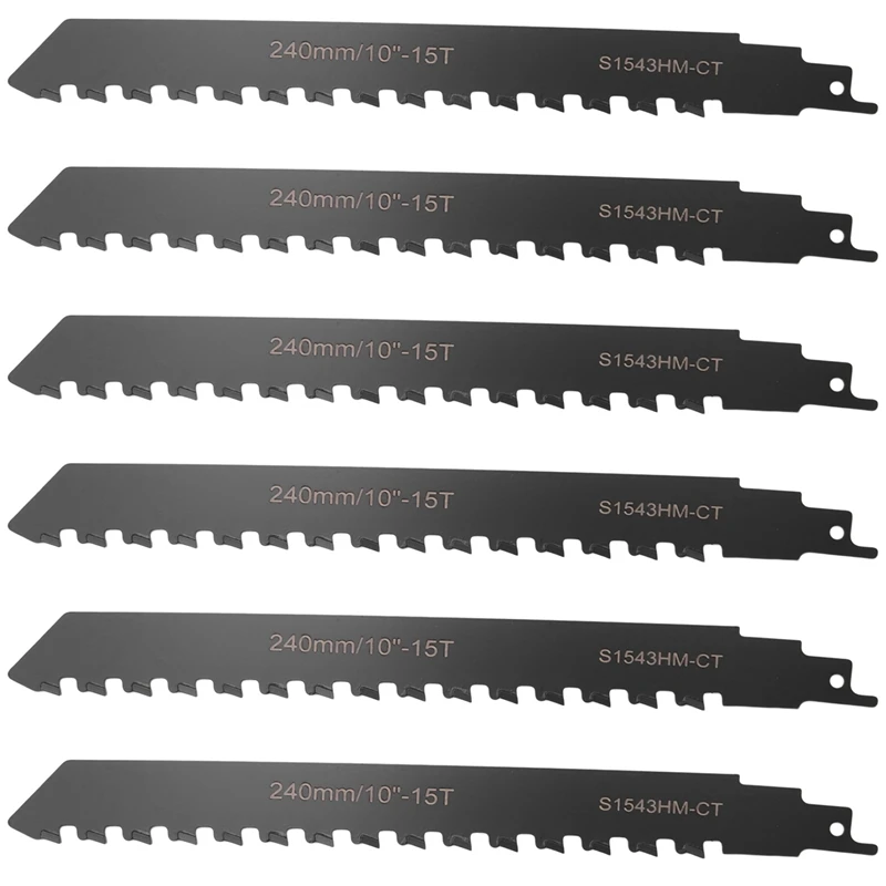 

Promotion! 6X Reciprocating Saw Blade Carbide Tungsten Carbide For Cutting Porous Concrete, Fibre Cement, Brick 240Mm/9.45Inch