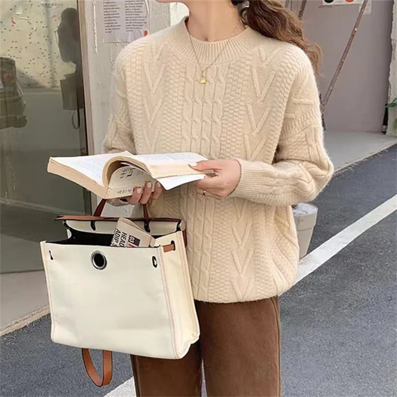 

Свитер женский на осень и зиму, новинка, свободная вязаная рубашка в зарубежном стиле